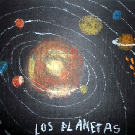 Dibujo de planetas con pasteles
