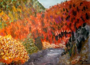 Paisaje de otoño en acrílico