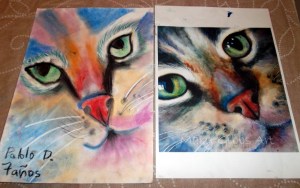 PINTAR CUADRO A PASTEL POR NIÑOS PINTAR GATO CON PASTELES