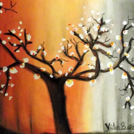 almendro en acrilico y pastel