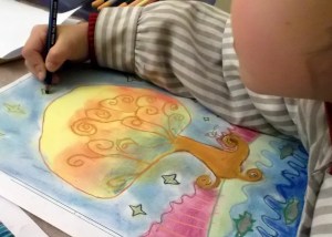 dibujo al pastel pintado por niños