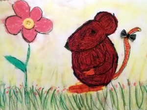 raton pintado en ceras y pastel