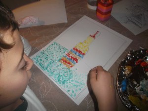 puntillismo para niños pintar con bastoncillo de oidos