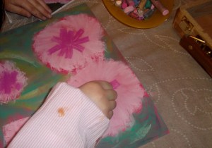 Cuadro de flores con pasteles