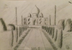 pintar el taj mahal a carboncillo