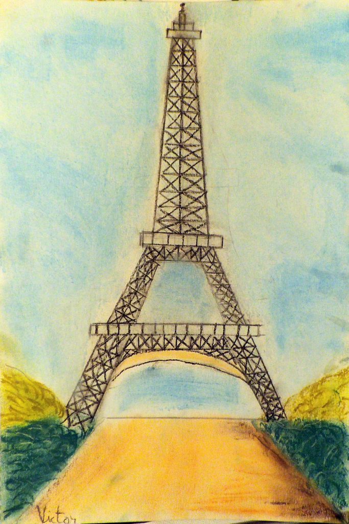 dibujo torre eiffel por niño