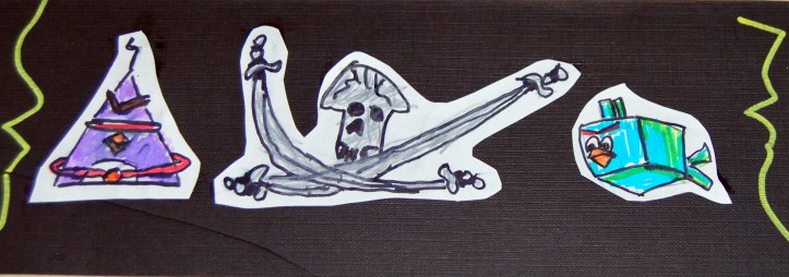 Collage de "ungry birds" y "calaveras"