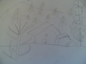 Paisaje nevado acrilico 1