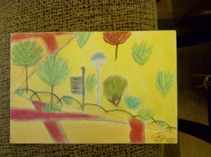 dibujo al aire libre con pasteles por niños0