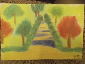 dibujo al aire libre con pasteles por niños7