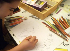 HADA CON MARIPOSAS A EN ACRILICO Y PASTEL 1 - ANDREA  10 AÑOS