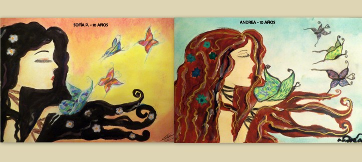 HADA CON MARIPOSAS A EN ACRILICO Y PASTEL