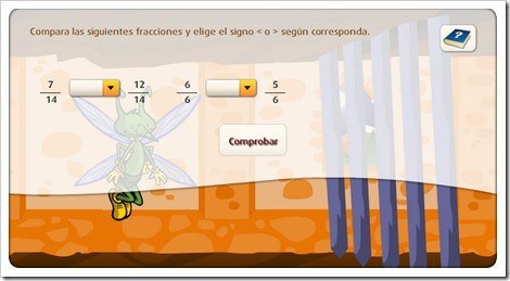 juego interactivo comparar fracciones quinto primaria