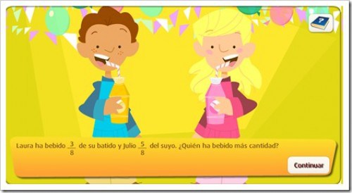 juego interactivo problemas fracciones quinto primaria