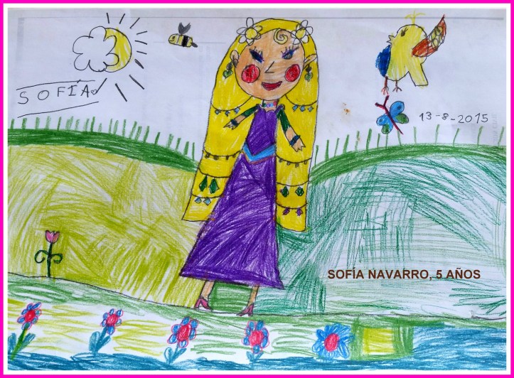 MUÑECA HIPPIE PINTADA POR NIÑA DE 5 AÑOS