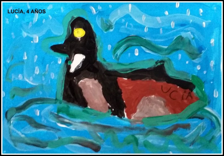 dibujo de pato con temperas para niños 4 años