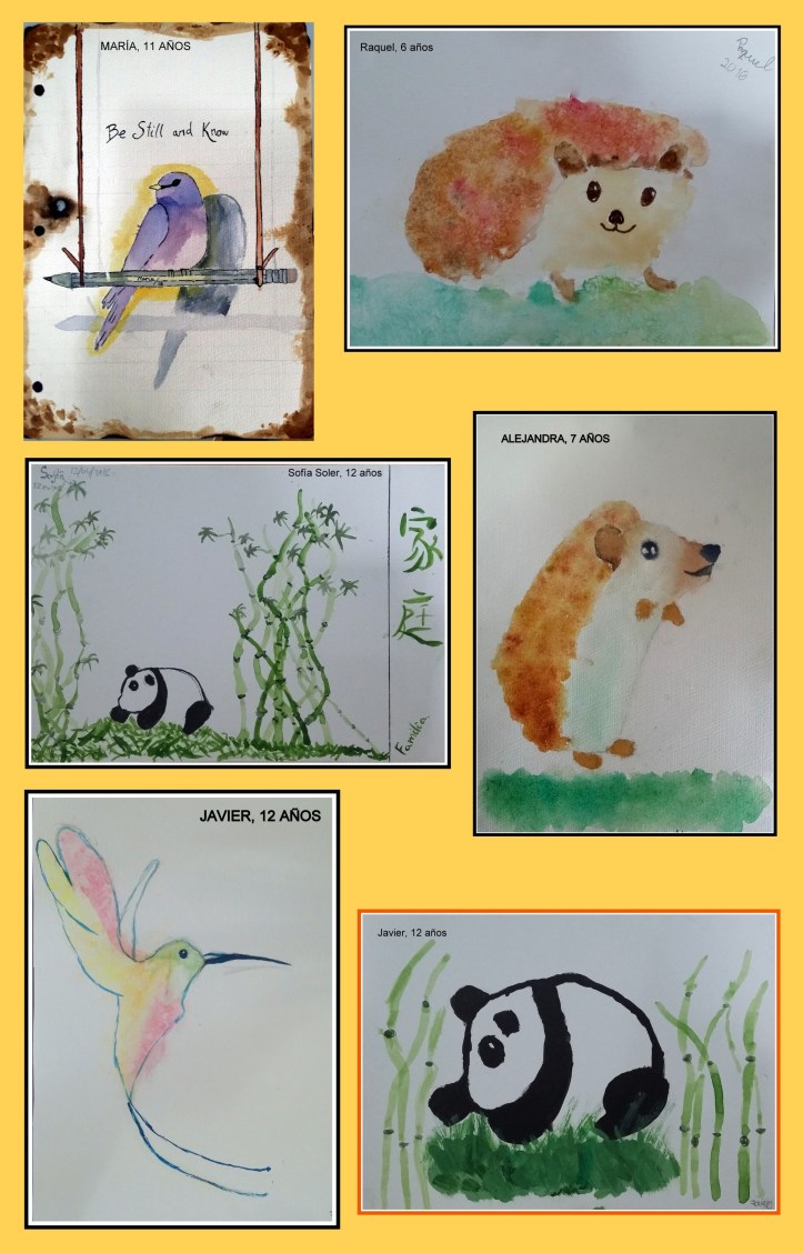 dibujos de animales pintados en acuarela POR NIÑOS