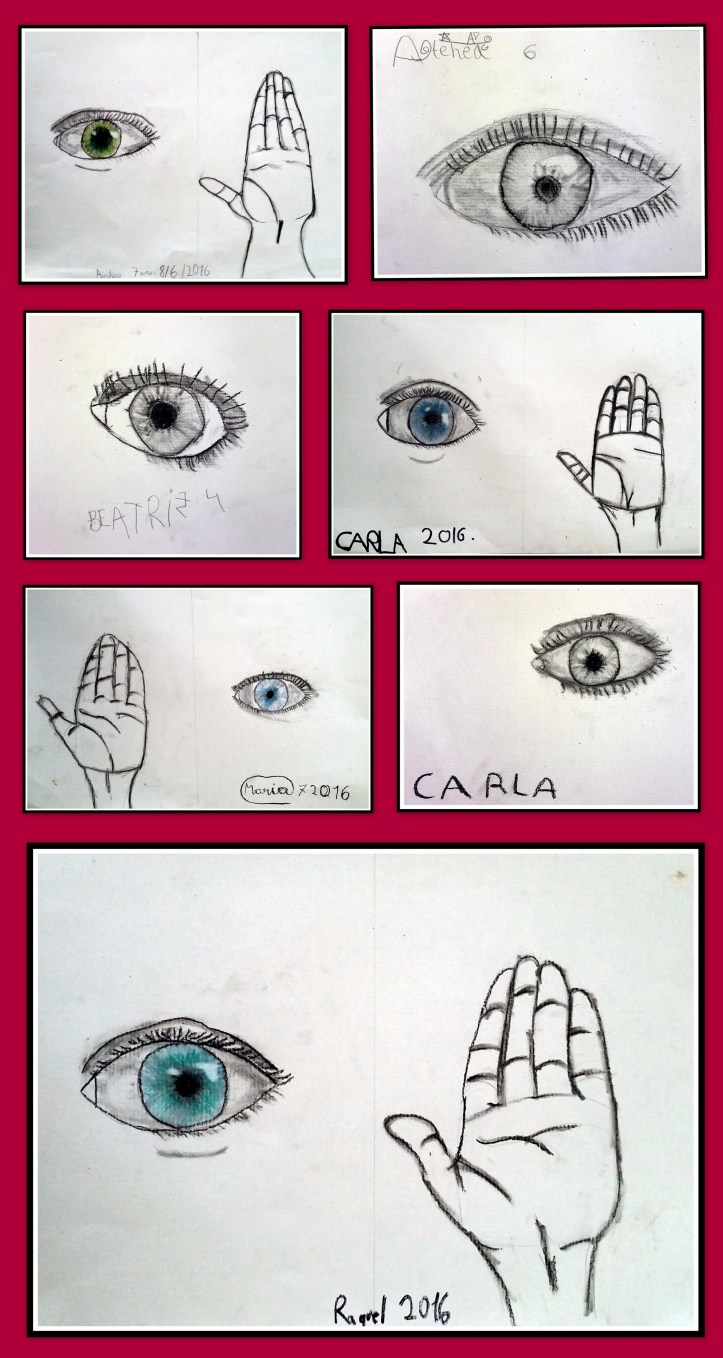 COMO DIBUJAR OJOS Y MANOS EN CARBONCILLO PARA NIÑOS