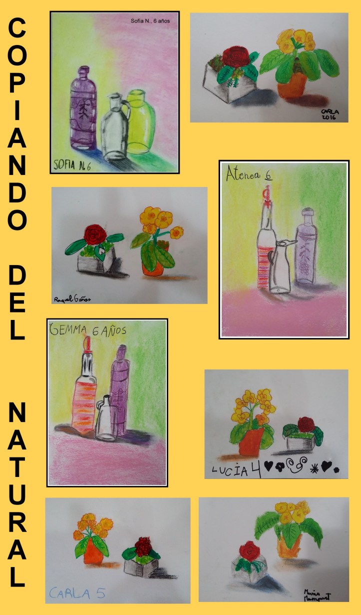dibujos pintados de natural bodegones por niños