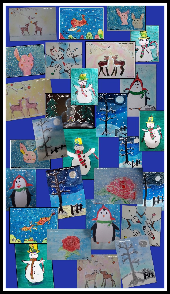 exposicion-dibujos-navidad-ninos-renos-y-paisajes-y-munecos-de-nieve