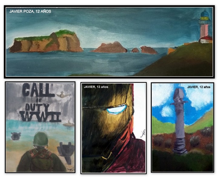 CALL OF DUTY SPIDERMAN Y PAISAJES PINTADOS POR NIÑO DE 13 AÑOS