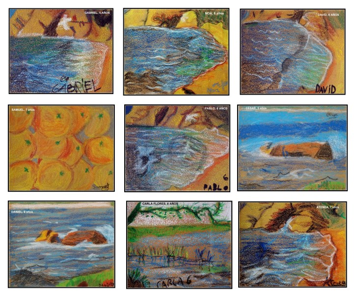 pintar sobre papel de lija clases de pintura para niños en Torrejon de Ardoz