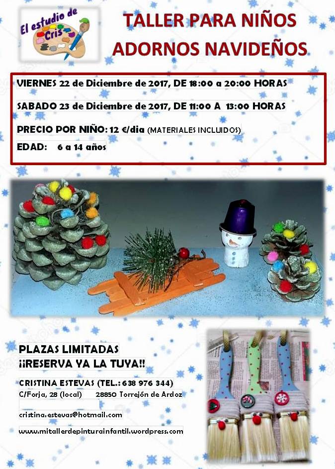 2º Taller adornos de navidad para niños 2017 de 8 a 14 años
