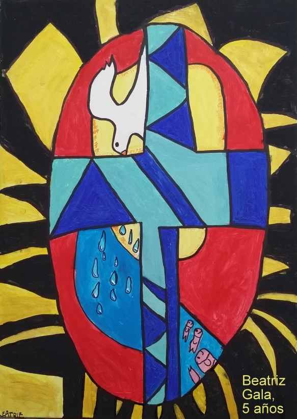 Felicitacion religiosa navidad pintada por niños 1