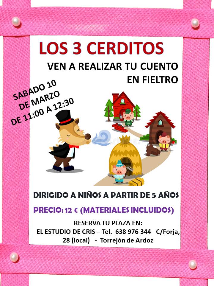 TALLER para hacer cuentos en fieltro los 3 cerditos Torrejon de Ardoz