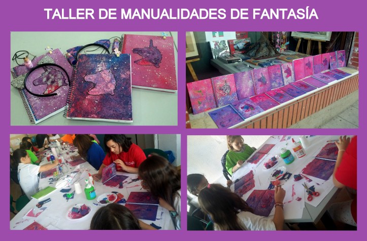 Taller MANUALIDADES LIBRETA UNICORNIO DIADEMA GATO Y COLGANTE GALAXIA
