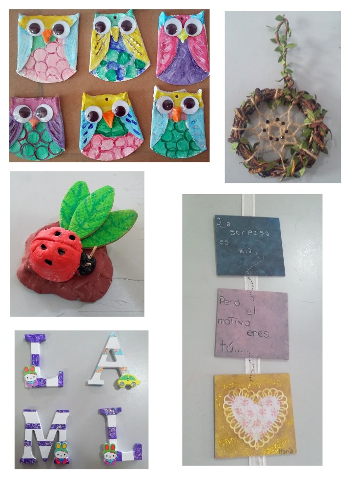 Manualidades para niños con arcilla y madera en el Estudio de Cris